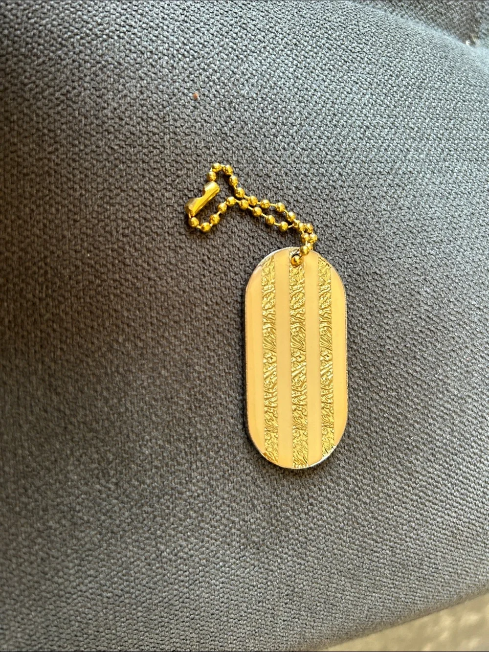 CHANEL Enamel and Gold Leaf Stripe Dog Tag